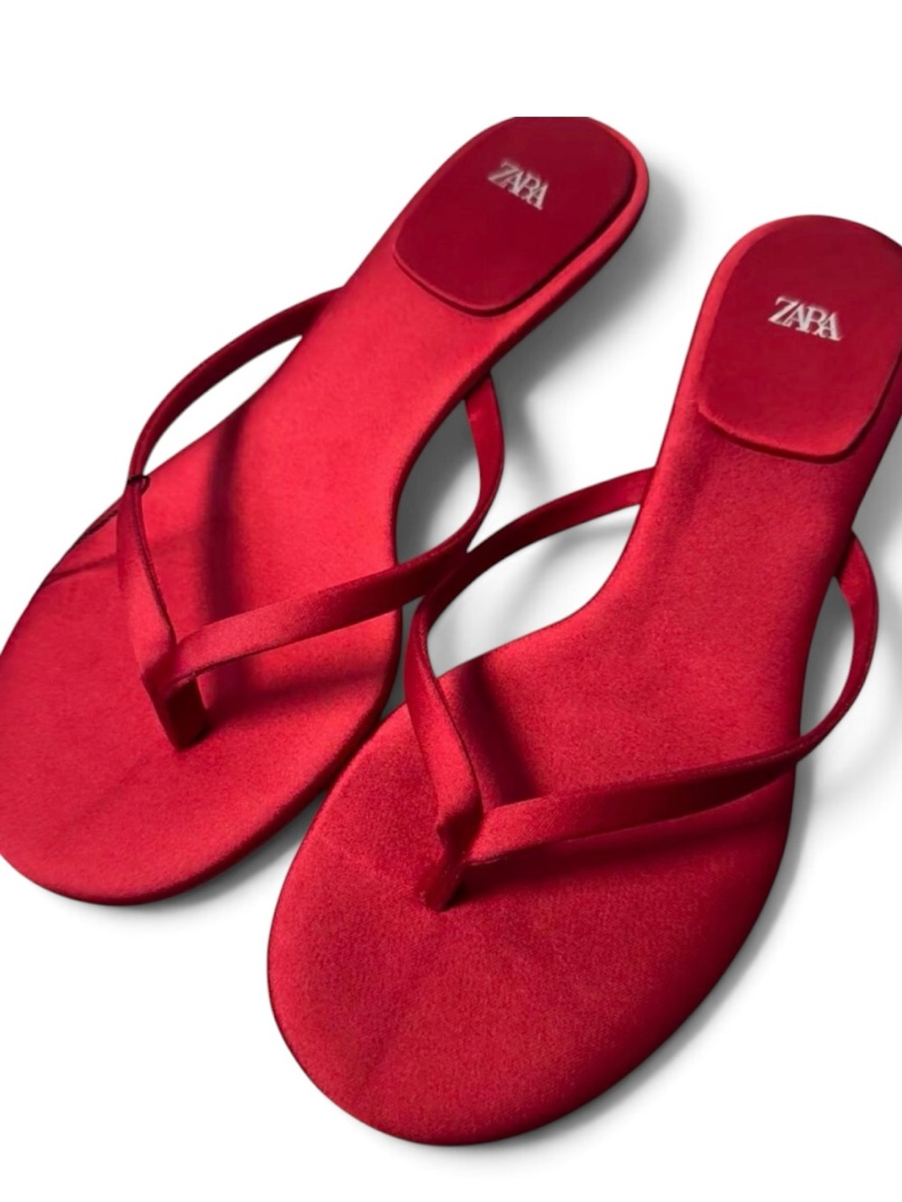 Women’s Red Low Heel Flip Sandal , Chic Kitten Heel Zara - Picture 3 of 6